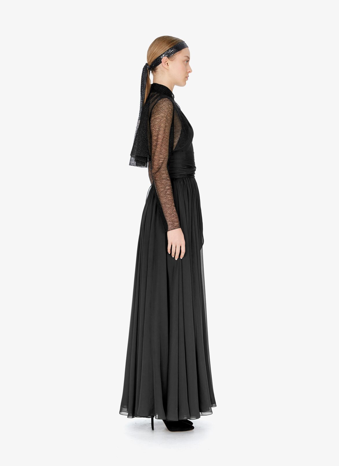 Sheer Toile-Effect Bolero Jacket ALAÏA SHINY BLACK SHEER TOILE-EFFECT BOLERO JACKET